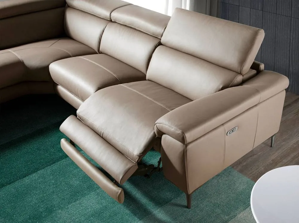 Angel Cerda Left Chaise 5-Seater Sofa, Mink Leather, Electric Relax in Taupe 5