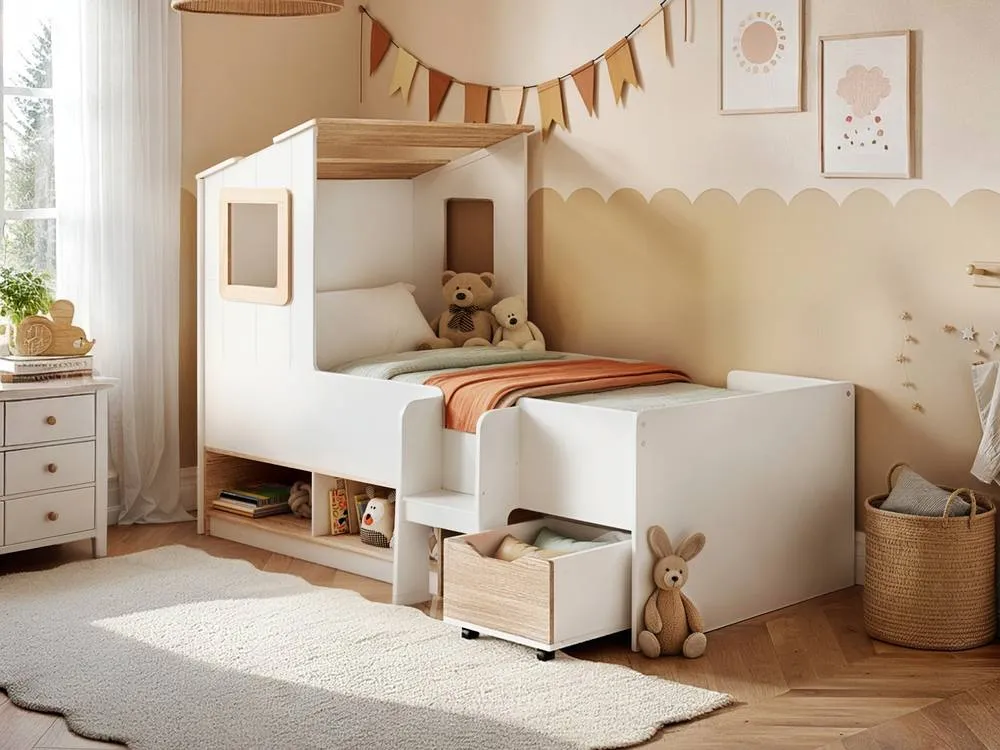 Flair Millie Low Sleeper House Bed with Storage White 2