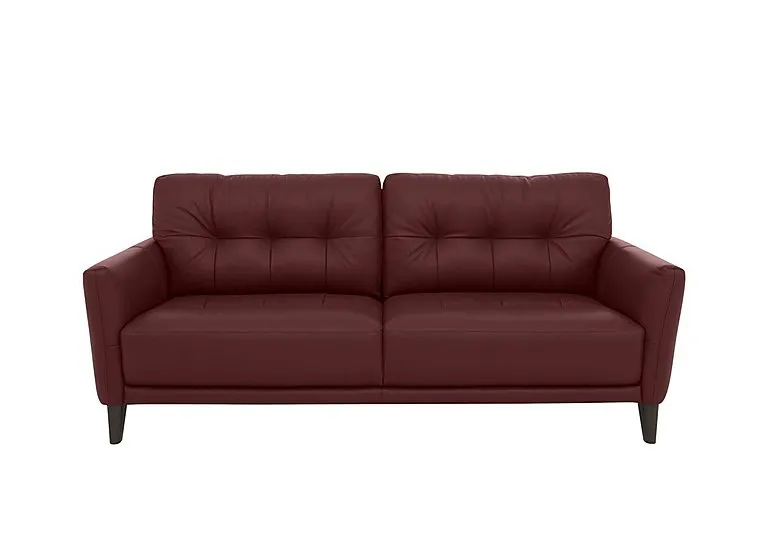 Uno Leather 3 Seater Sofa - BV Deep Red