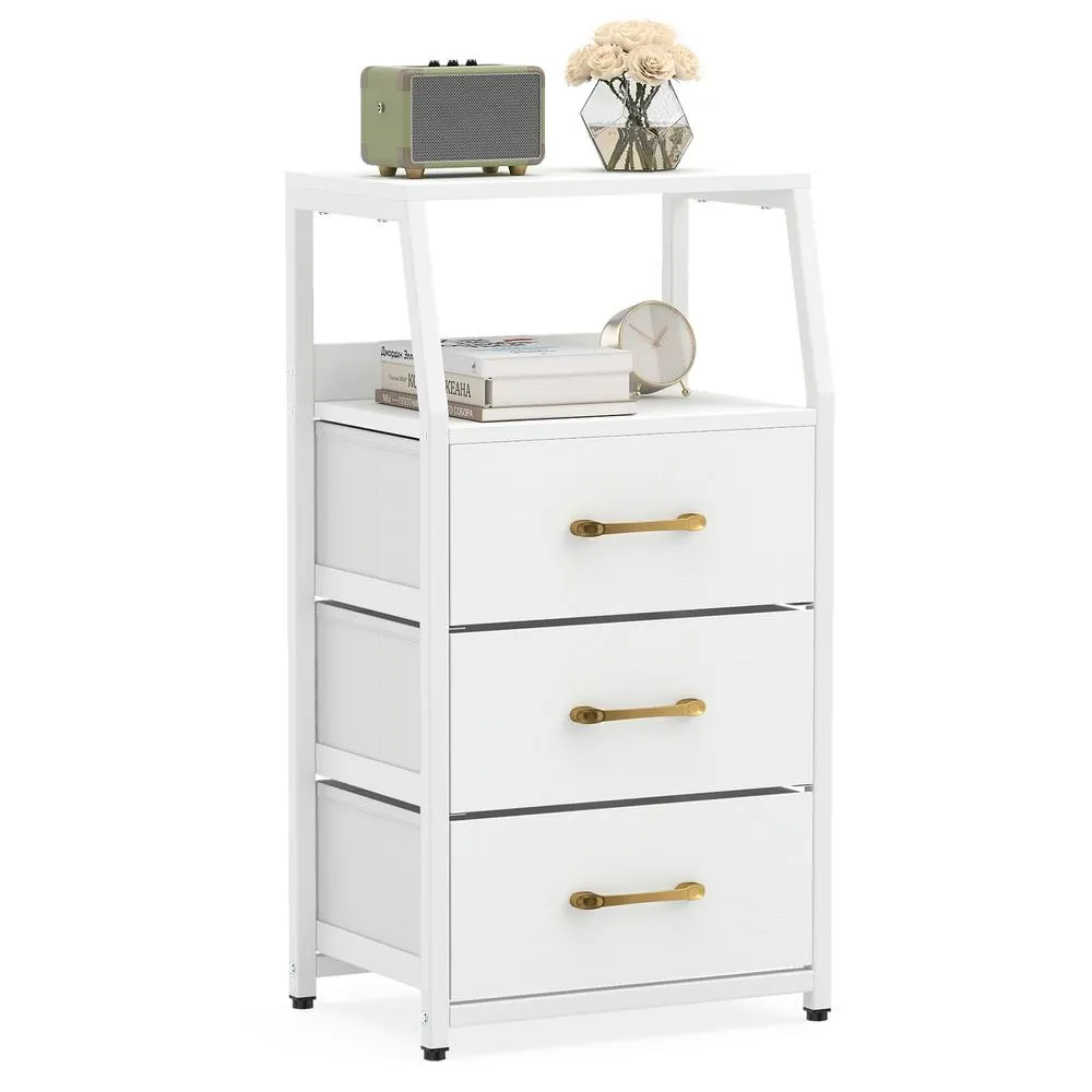 Costway 3-Drawer Storage Cabinet Vertical Storage Dresser w/Detachable Drawers in White 5