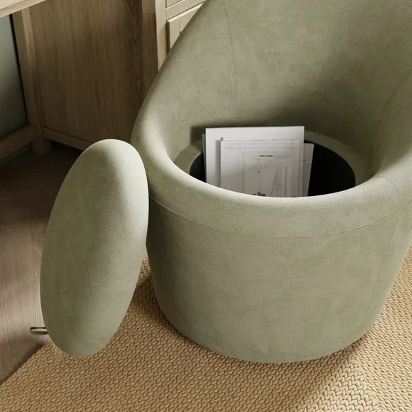 Dion Soft Tonal Chenille Storage Swivel Chair 4