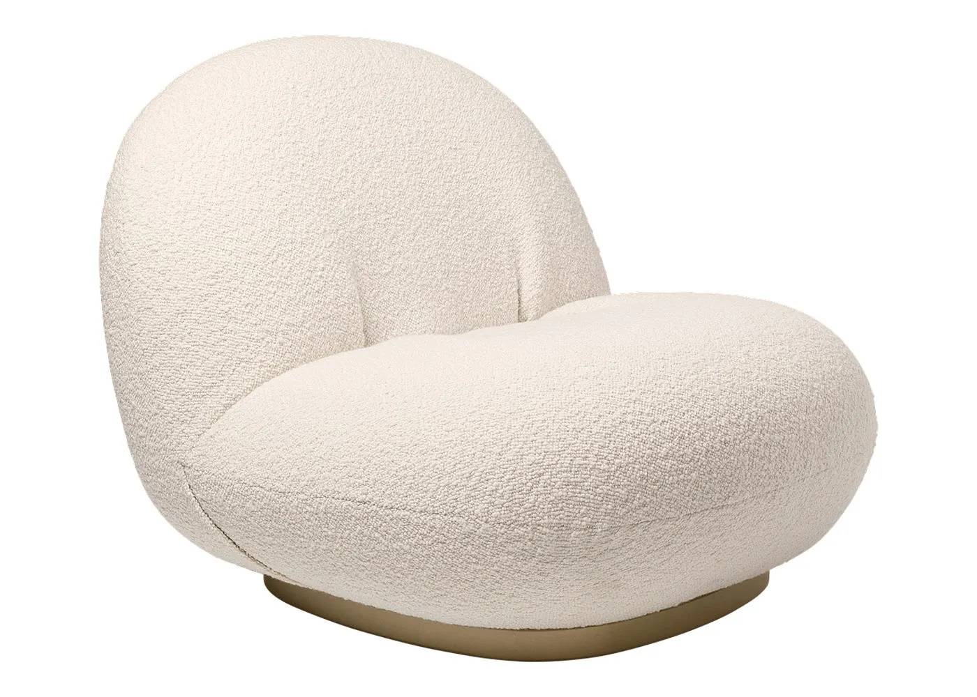 Gubi Pacha Lounge Chair with Pearl Gold Base 1
