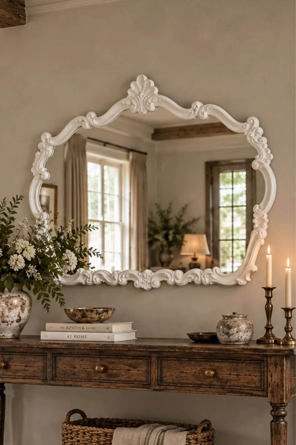 Yearn Mirrors Traditional Decorative Landscape mirror White 123(w)x82cm(h)