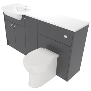 Deccado Benham Charcoal Grey Left Hand 1500mm Fitted Vanity & Toilet Pan Unit Combination with Left Hand Basin