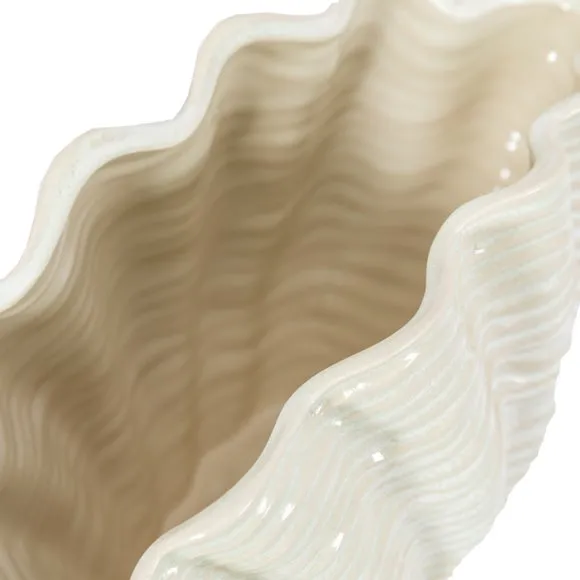 Gallery Direct Clam Vase Large Reactive White 370x165x225mm, White 4