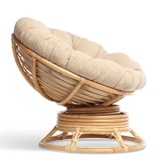 Desser Papasan Rattan Rocking Chair with Boucle Cushion 4