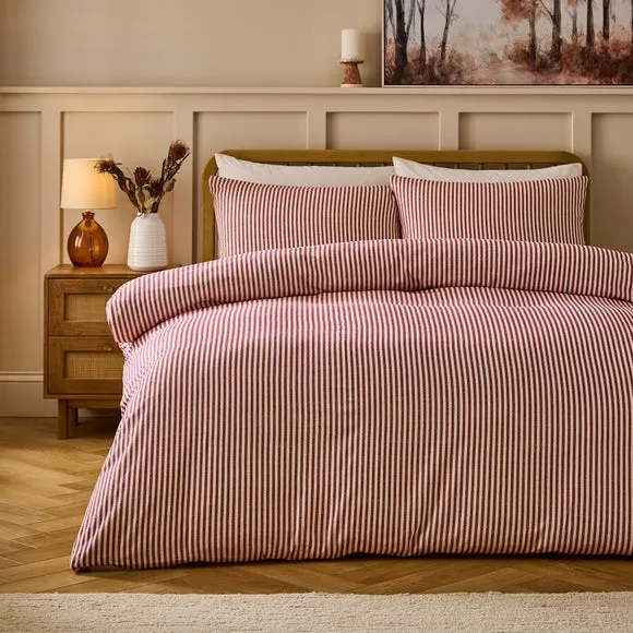Camille Stripe 100% Brushed Cotton Duvet Cover & Pillowcase Set 1