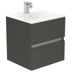 Newland Midnight Mist Basin Suspended Double Drawer Unit - 500mm