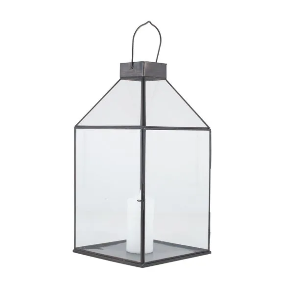Black & Glass Pyramid Square Lantern 3
