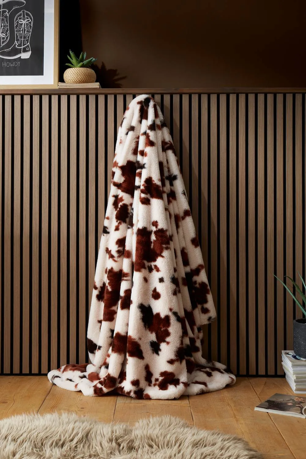 Fusion 'Cow Print' Faux Fur Bedspread in Natural