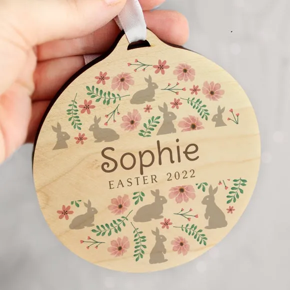 Personalised Floral Easter Tree Wooden Decoration 3