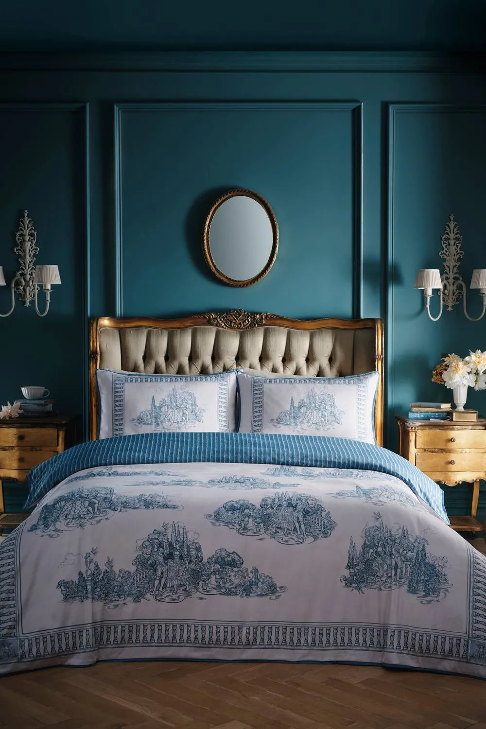 Laurence Llewelyn-Bowen 'Tuscan Toile' 100% Cotton Duvet Cover Set in Blue 1