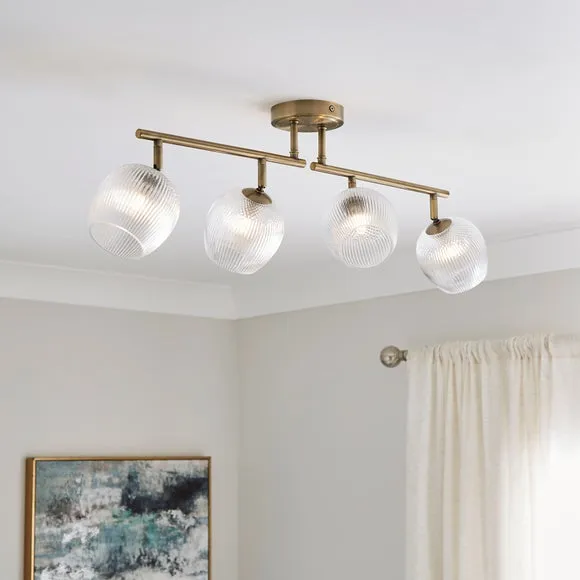 Cassia Ribbed 4 Light Adjustable Semi Flush Spotlight 1
