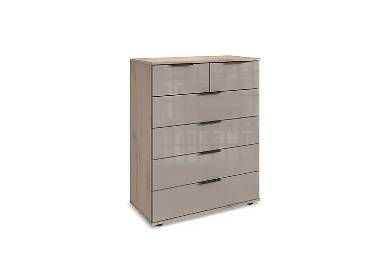 Antoni 6 Drawer Nordic Oak Chest with Glass Drawers