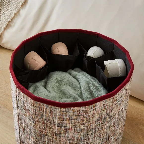 Multi Chenille Round Ottoman 2