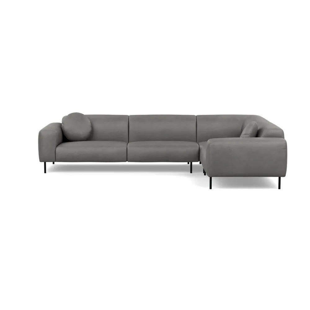 Heal's Luna Medium Right Hand Facing Corner Sofa Luxury Leather Slate Black