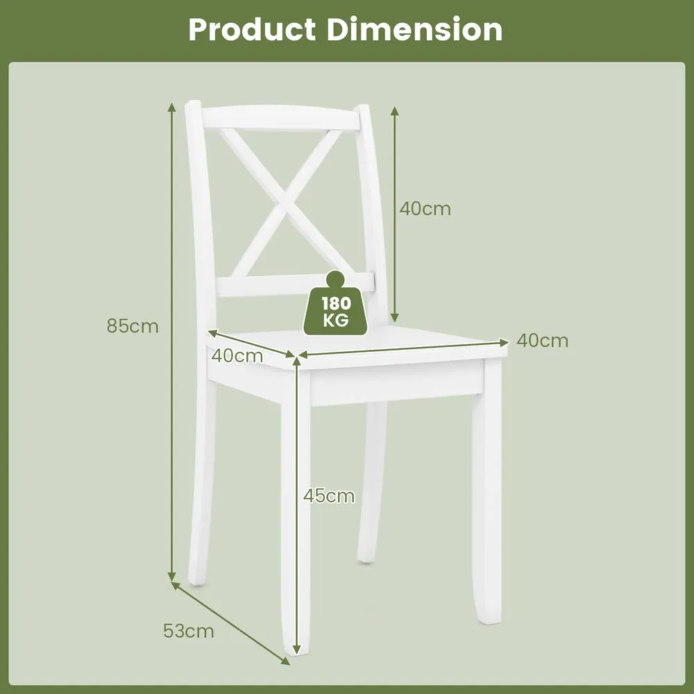 Costway 2PCS Dining Chair Kitchen Side Chairs Farmhouse Armless Dinette Chairs in White 3