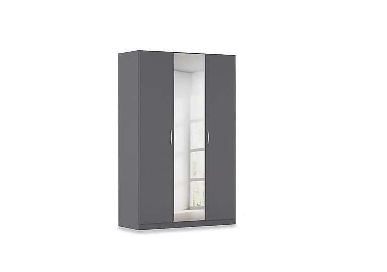 Impulse 136cm 3 Door Décor Hinged Wardrobe with Mirror Door - Metallic Grey