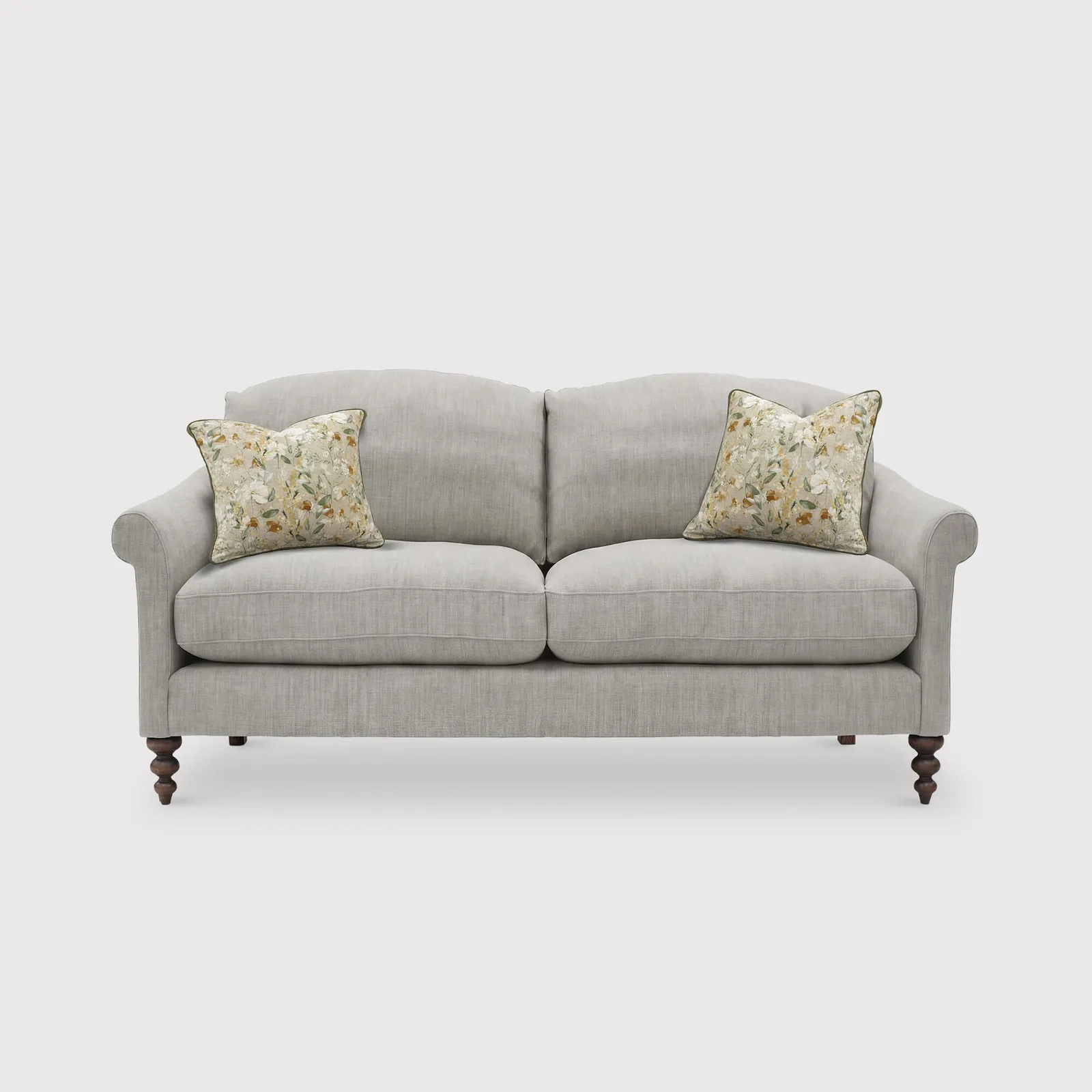 English Heritage Clover 26 Small Sofa With Pre Set Scatters, Grey | Barker & Stonehouse 1