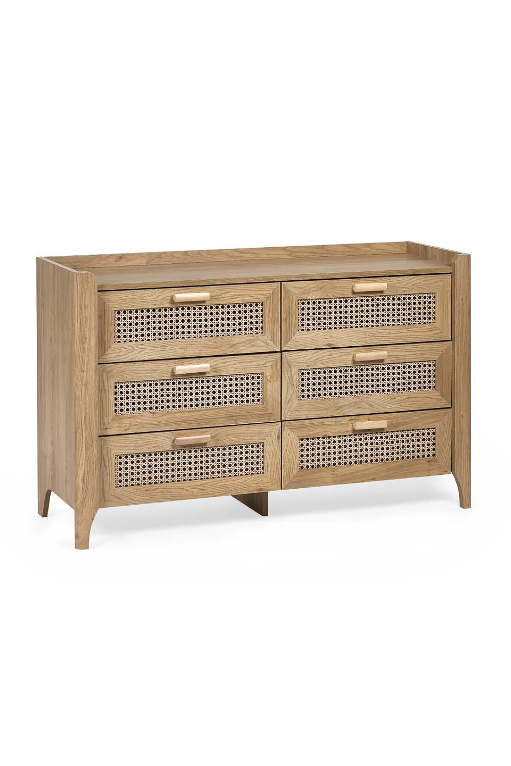 Julian Bowen Sydney Rattan Print 6 Drawer Wide Chest in Light Oak 3