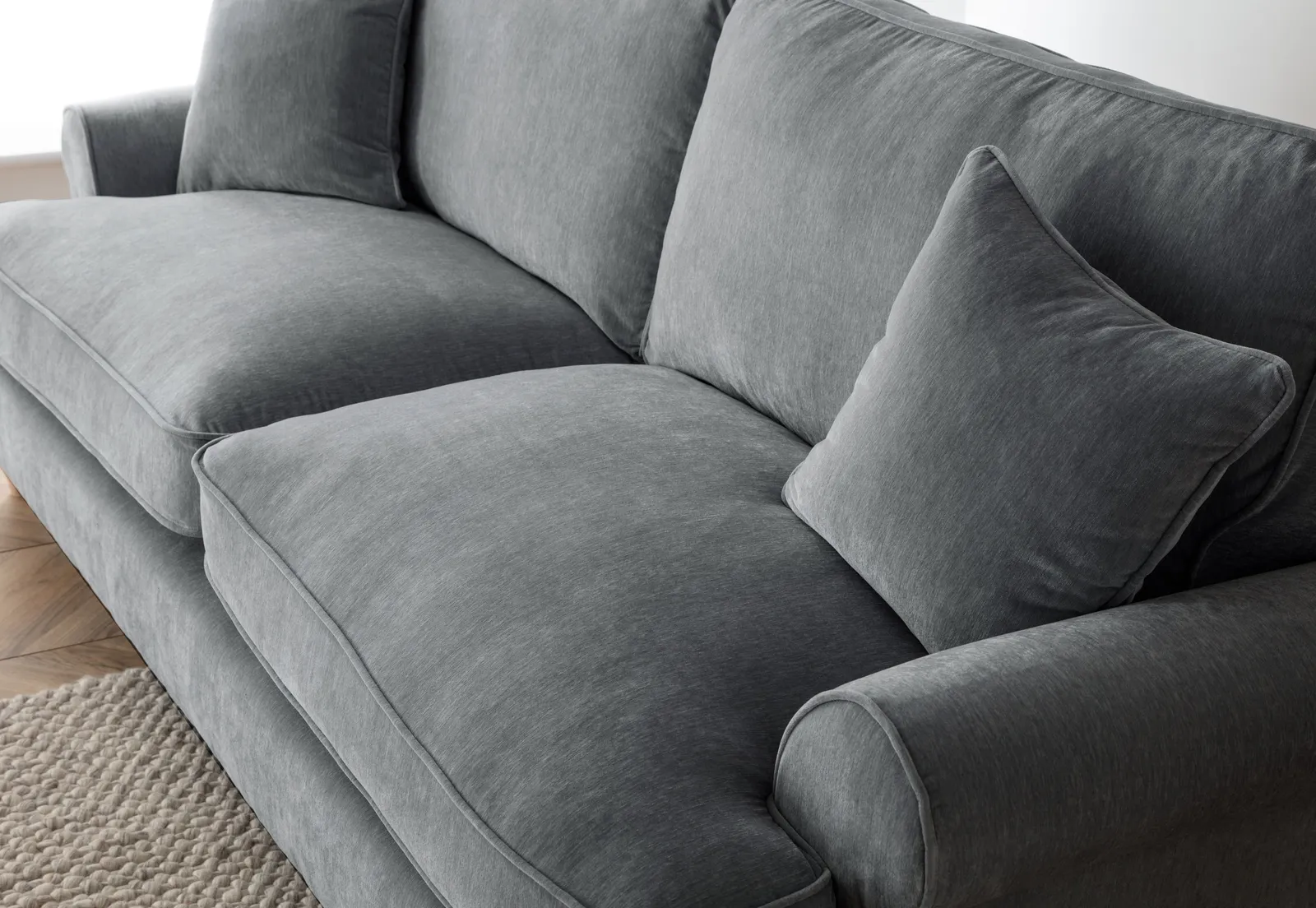 The Great Sofa Company Ezra 2 Seater Textured Velvet Sofa - Scroll Arm in Charcoal 5