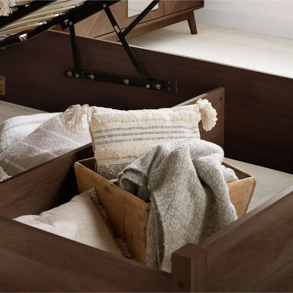 Birlea King Ottoman Bed Frame Walnut Herringford 5ft 150cm Chevron Parquet in Brown 4