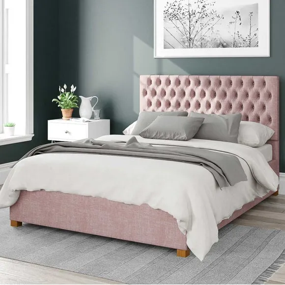 Monroe Pure Pastel Cotton Ottoman Bed Frame 1