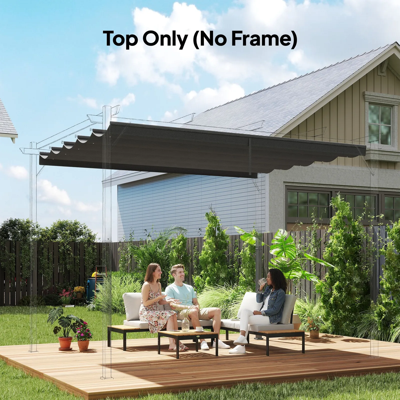 OUTSUNNY 3.5x2.6 m Pergola Cover Replacement for 4x3 m Frame in Dark Grey