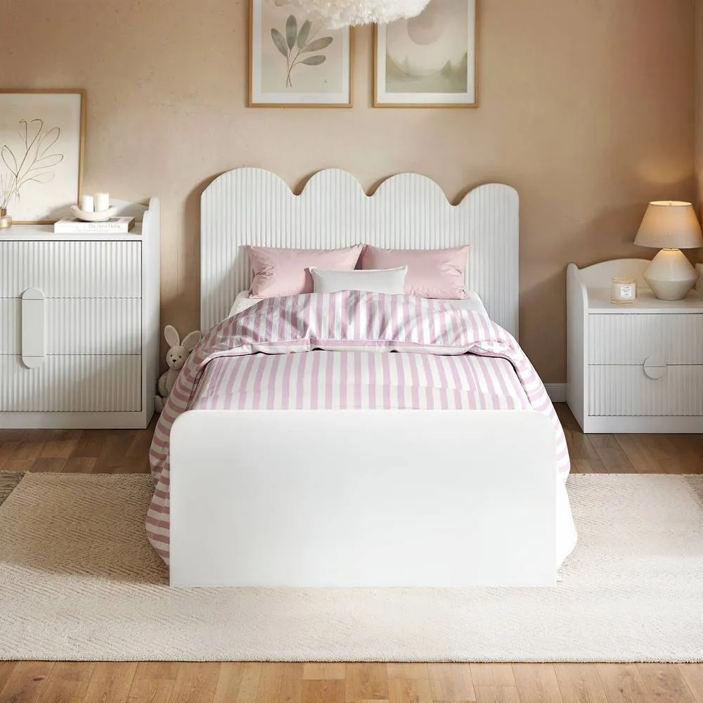 Flair Calista Ribbed Cloud Headboard Single Bed in White 2
