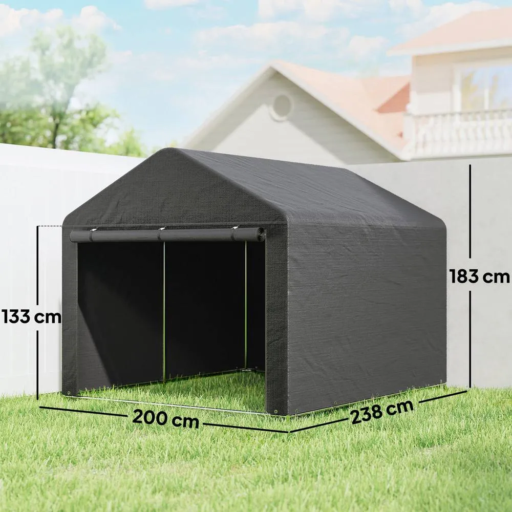 OUTSUNNY 6.6 x 7.8ft Garden Storage Shed Tent Bike Tent, Dark Grey 3
