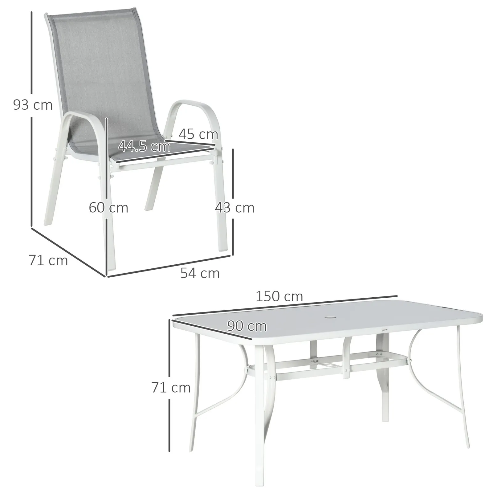 OUTSUNNY 7 Piece Garden Dining Set with Dining Table & Chairs for Backyard in Grey 3