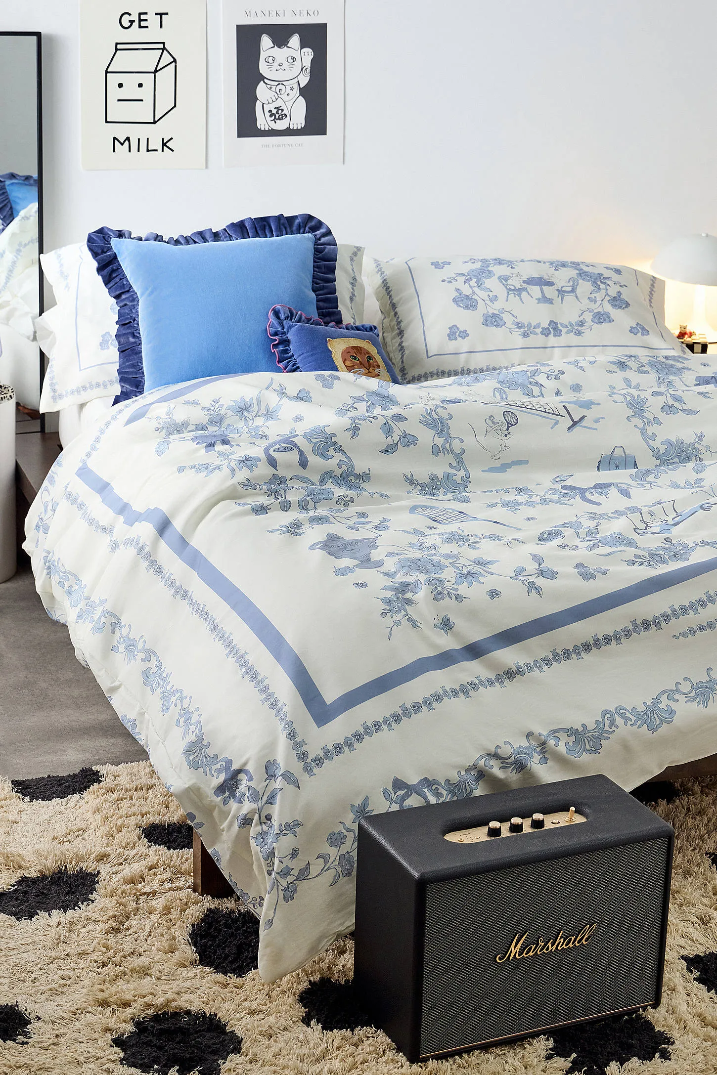 Blue Preppy Toile Duvet Set - Blue 2