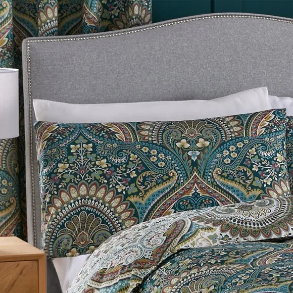 Palais Reversible Teal Duvet Cover and Pillowcase Set 2