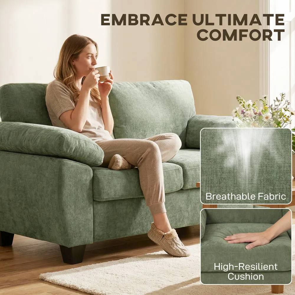 HOMCOM 2 Seater Sofa, Chenille Small Sofa with Spring Cushions in Dark Green 4