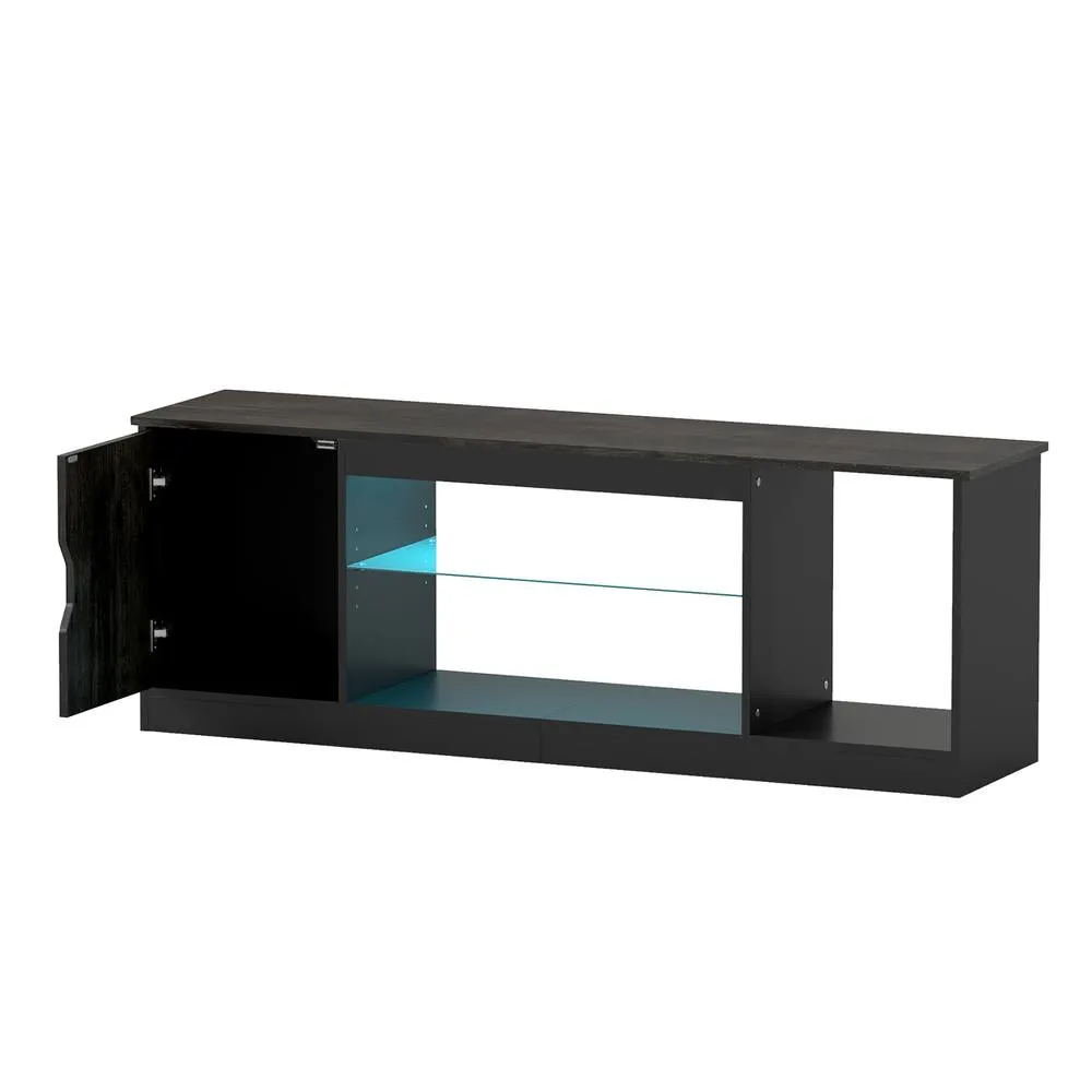 Costway TV Stand with LED Light Strip for TVs up to 65 in Black