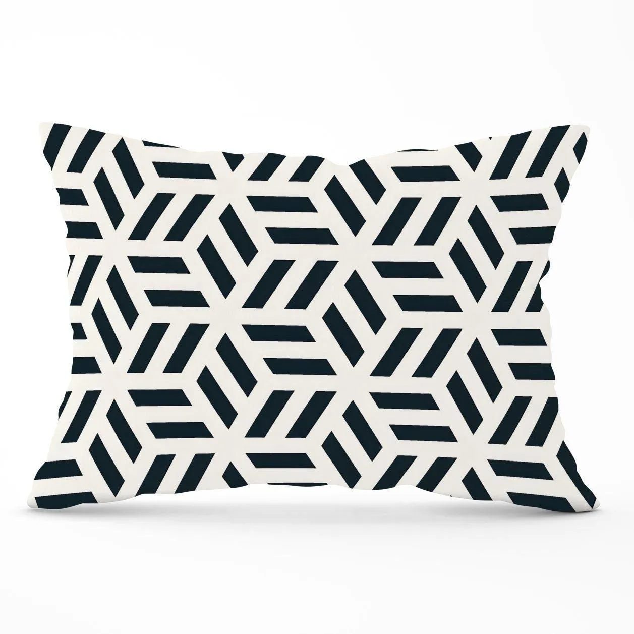 Warren Reed - Designer Geometric Monochrome Hexagonal Pattern Cushions in Black