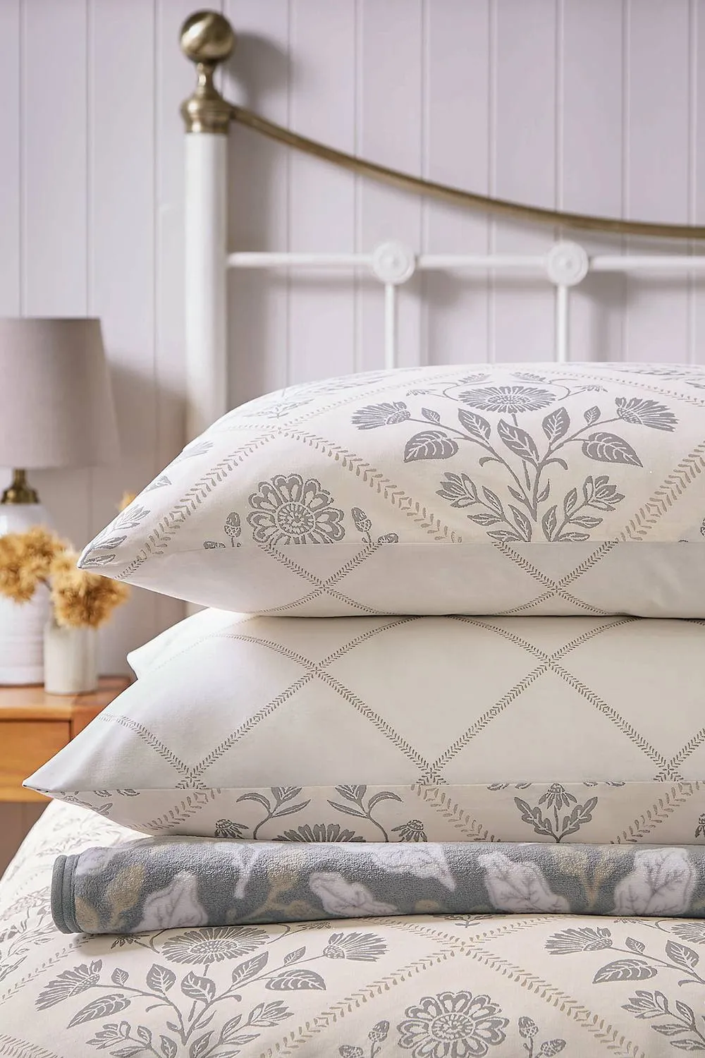 Helena Springfield 'Folk Trellis' Cotton Duvet Cover Set in Charcoal 5