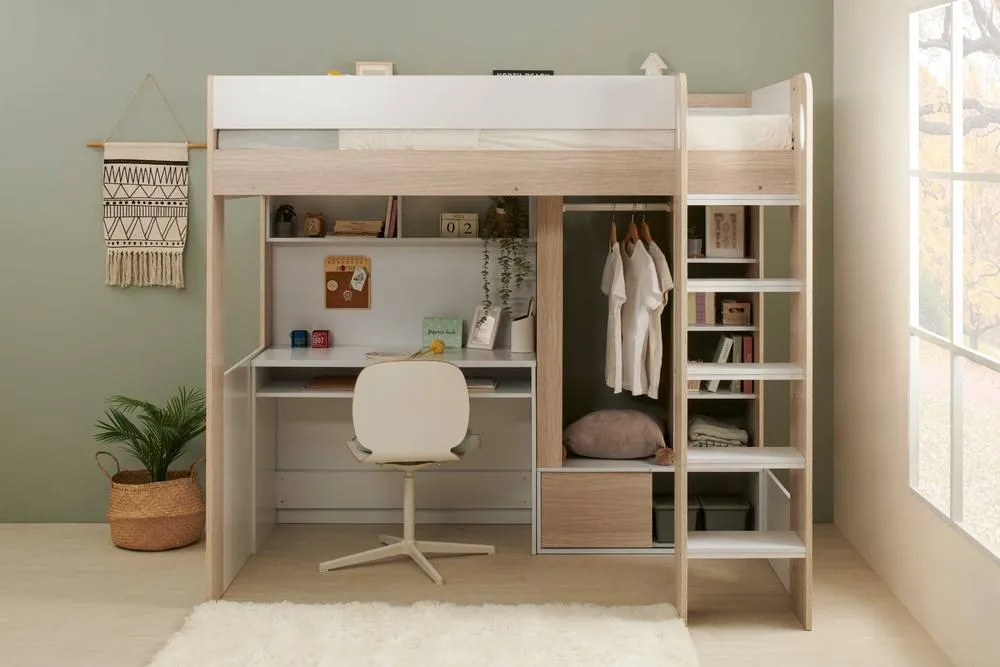 Flair Hampton High Sleeper Bed with Wardrobe in White 5