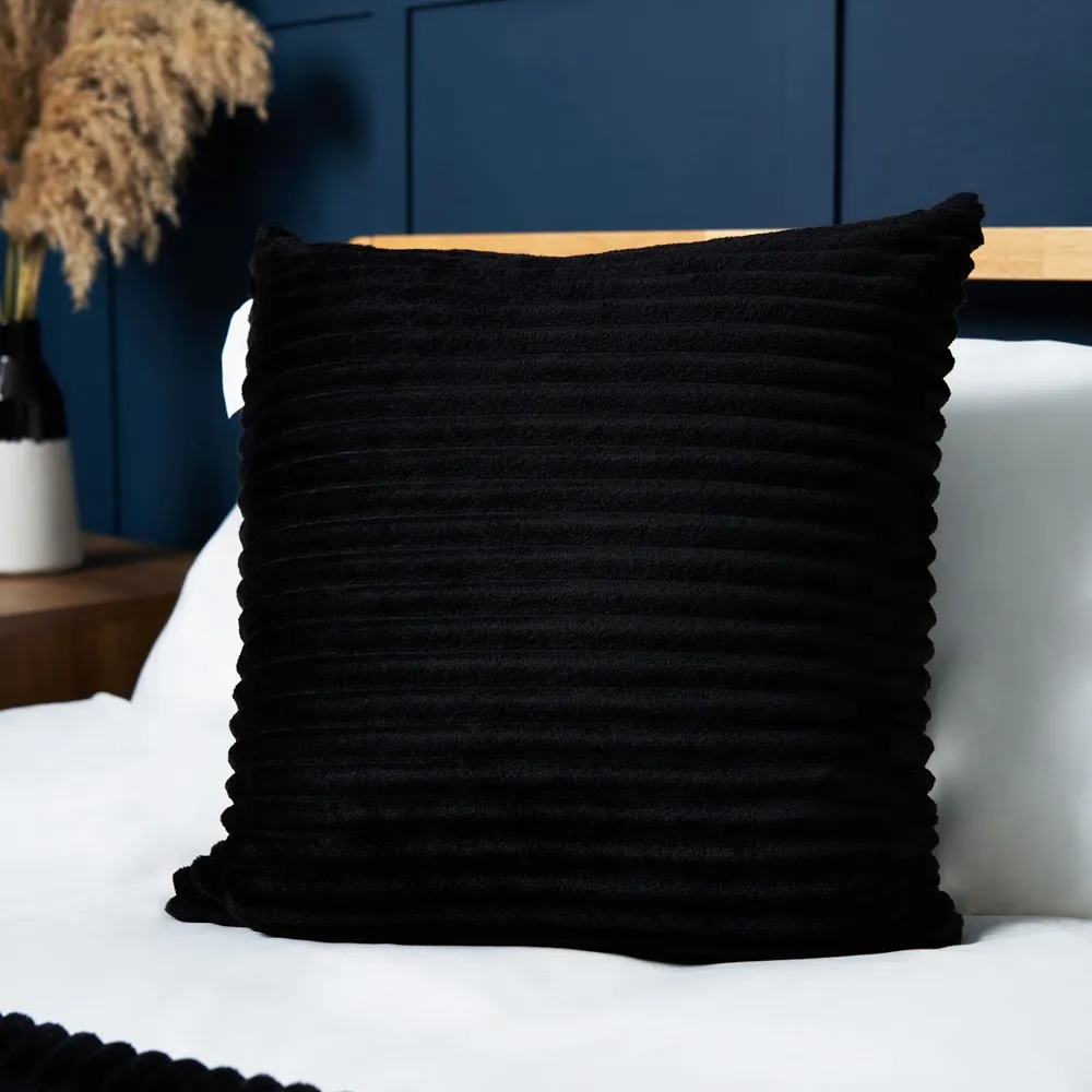 Luxury Ribbon Velvet Cushion, Black 1
