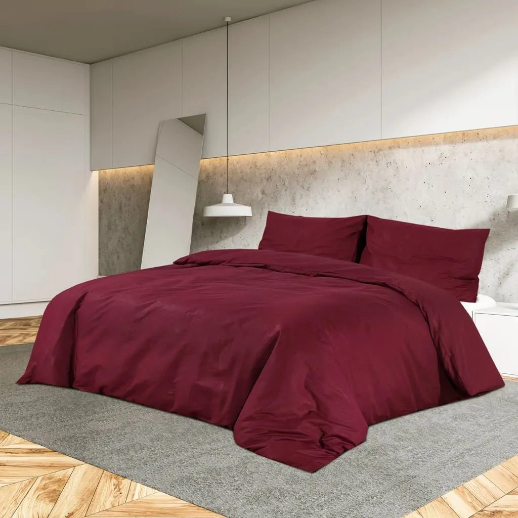 Berkfield Home Duvet Cover Set Bordeaux 135x200 cm Light-weight Microfiber in Red