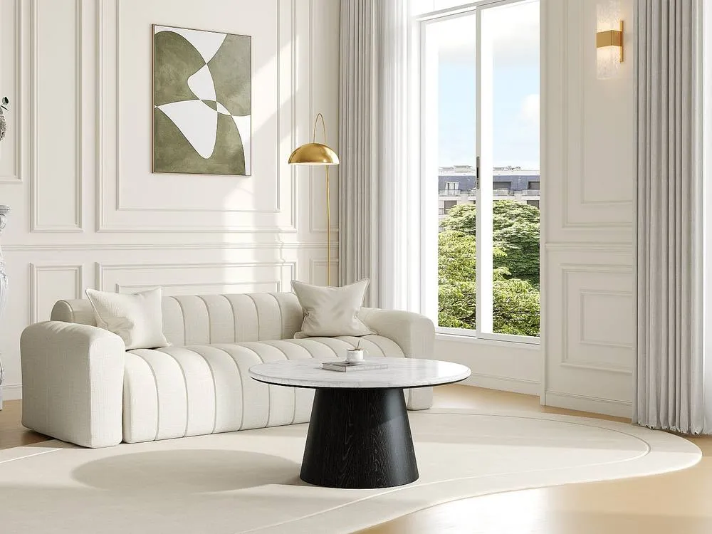 Vente-unique Marble & Oak Veneer Coffee Table - Black - SADURA 3