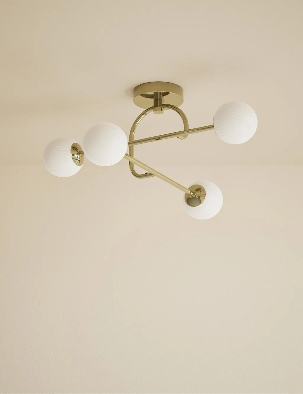 M&S Parker Flush Ceiling Light Antique Brass