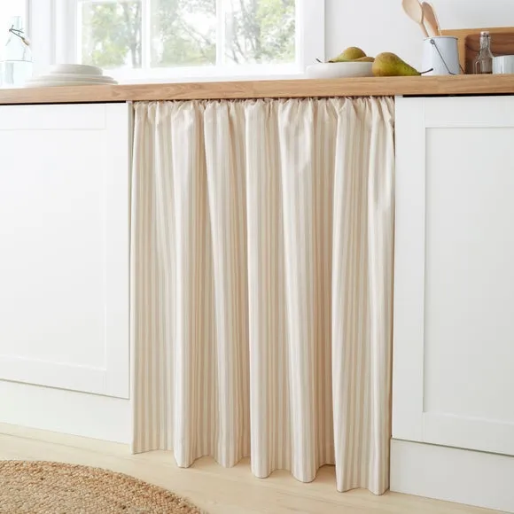 Linford Stripe Slot Top Unlined Undercounter Curtain
