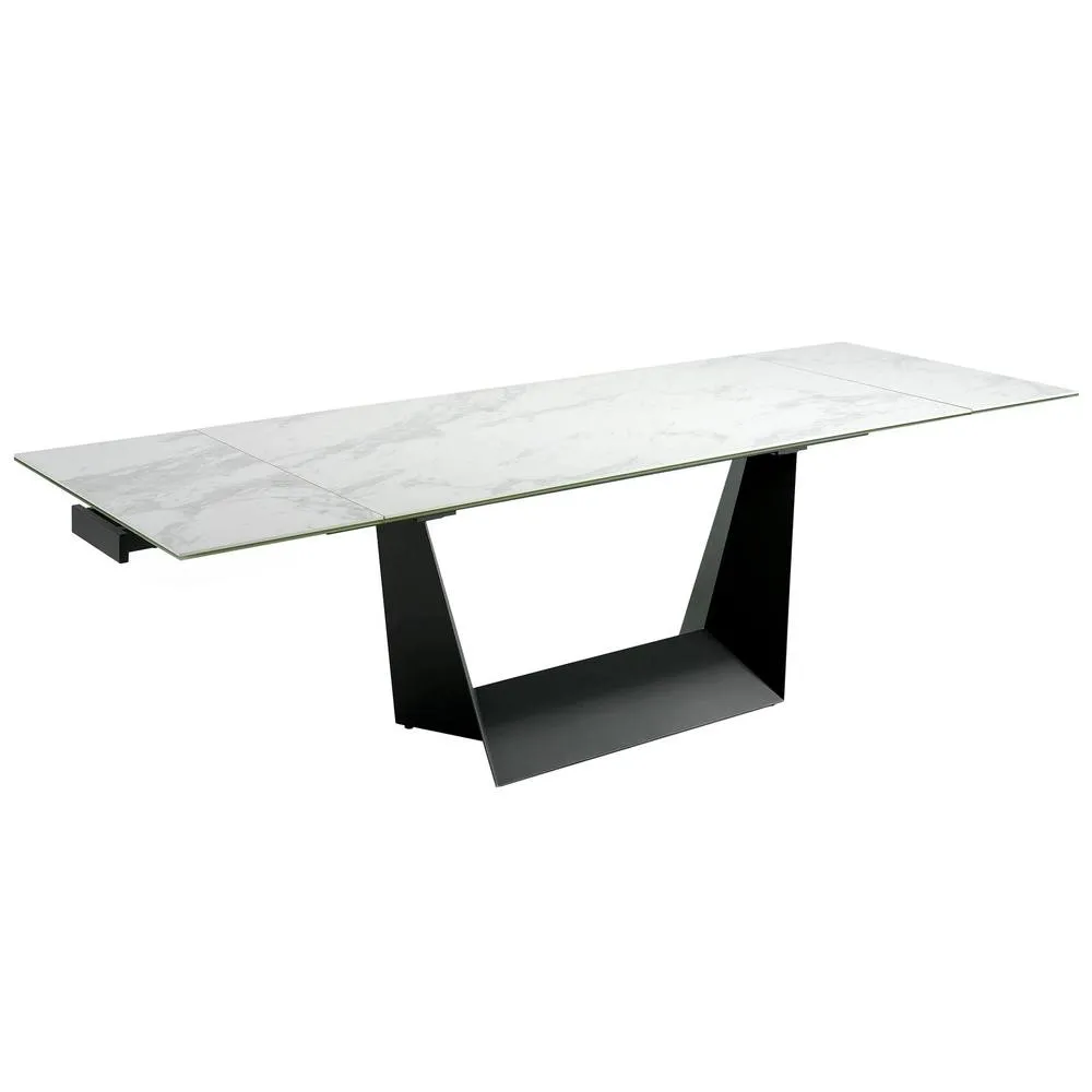 Angel Cerda Extendable Dining Table, Porcelain Marble Top, Black
