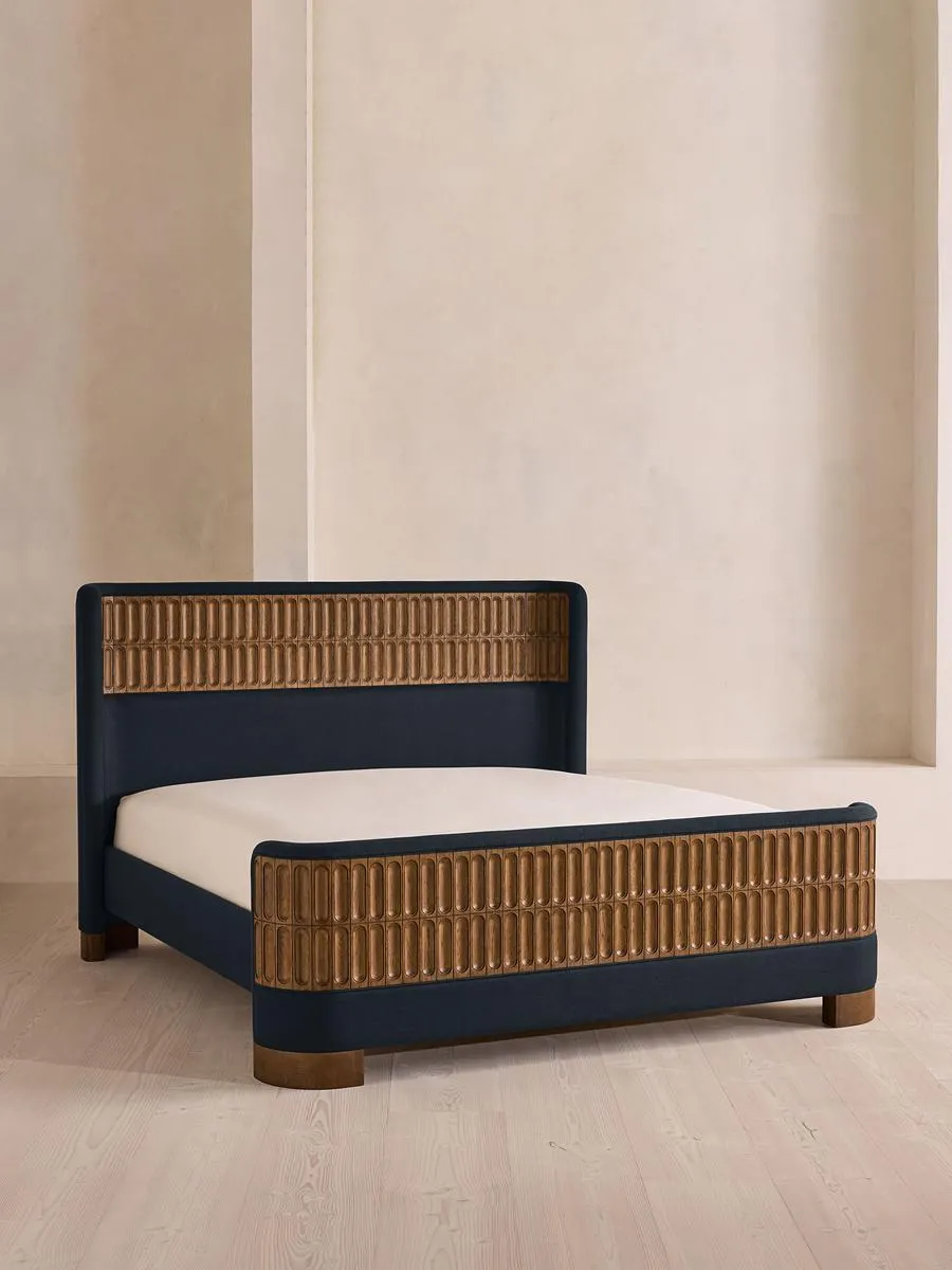 Devon Bed, Super king, Linen, Indigo