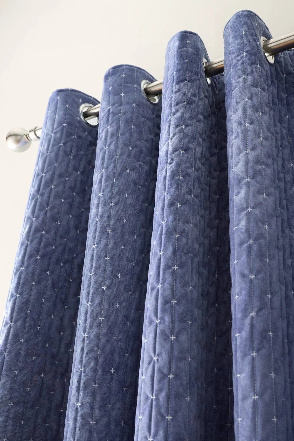 Bianca 'Attica Velvet' Blackout Eyelet Curtains in Blue 3