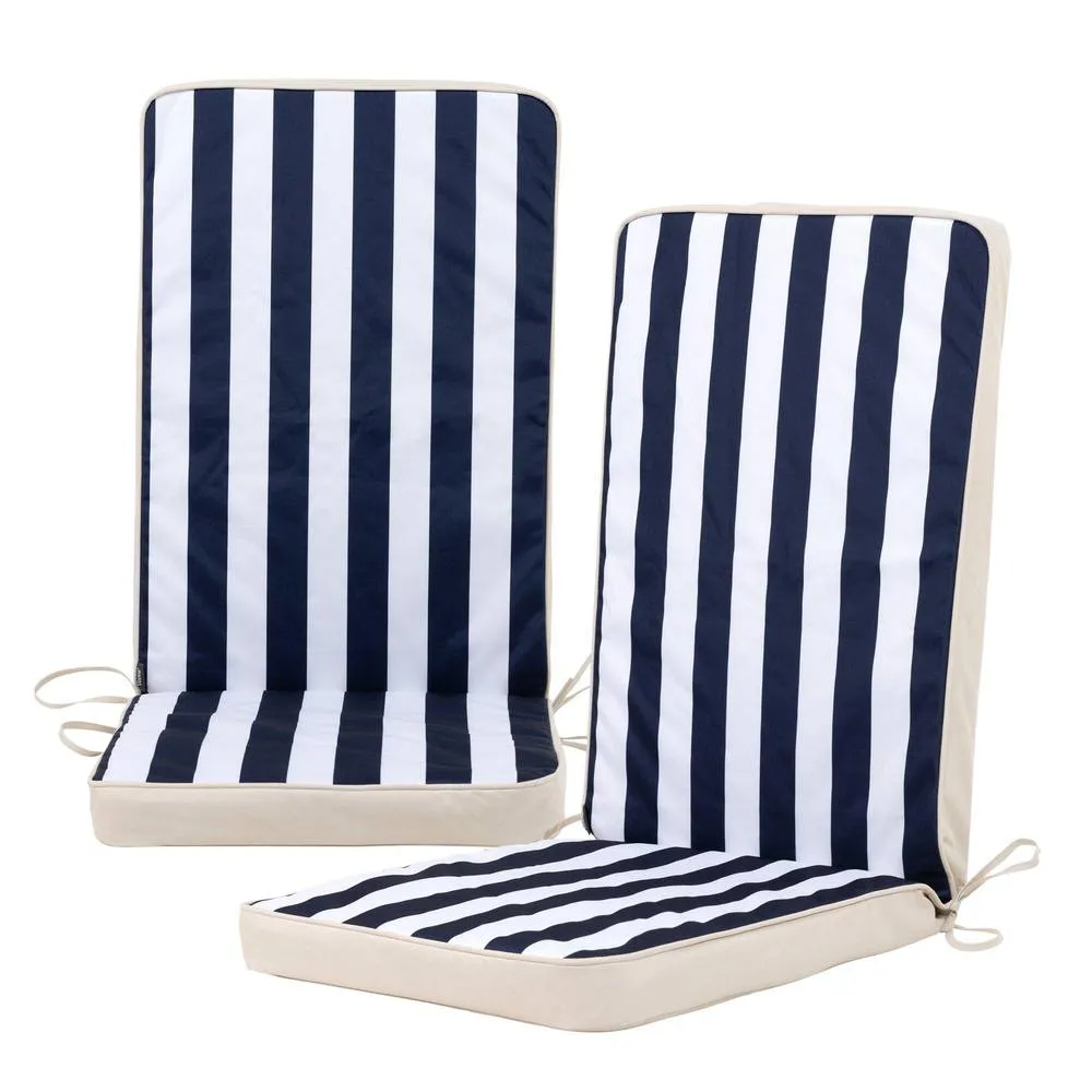 icon Outdoor High Back Seat Cushion Set of 2 in Navy