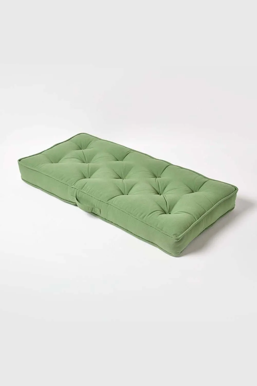 Homescapes Cotton 2 Seater Booster Cushion in Dark Green 2