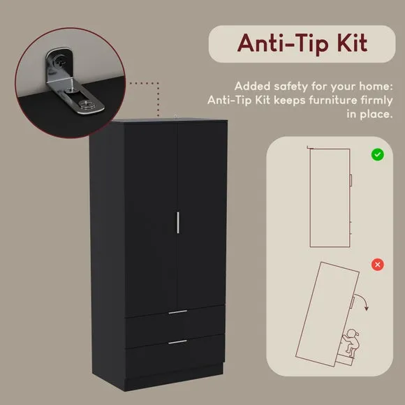Hayes 2 Drawer Double Wardrobe 5