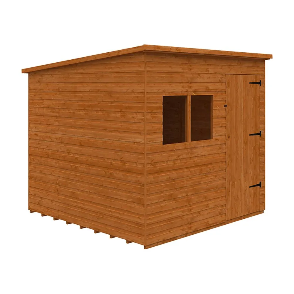 Buttercup Farm 8 x 8 Feet Deluxe Pent 12mm Shed - Solid Wood/Softwood/Pine in Burnt Orange